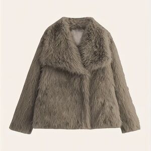 Women's Faux Fur Jacket - Brown